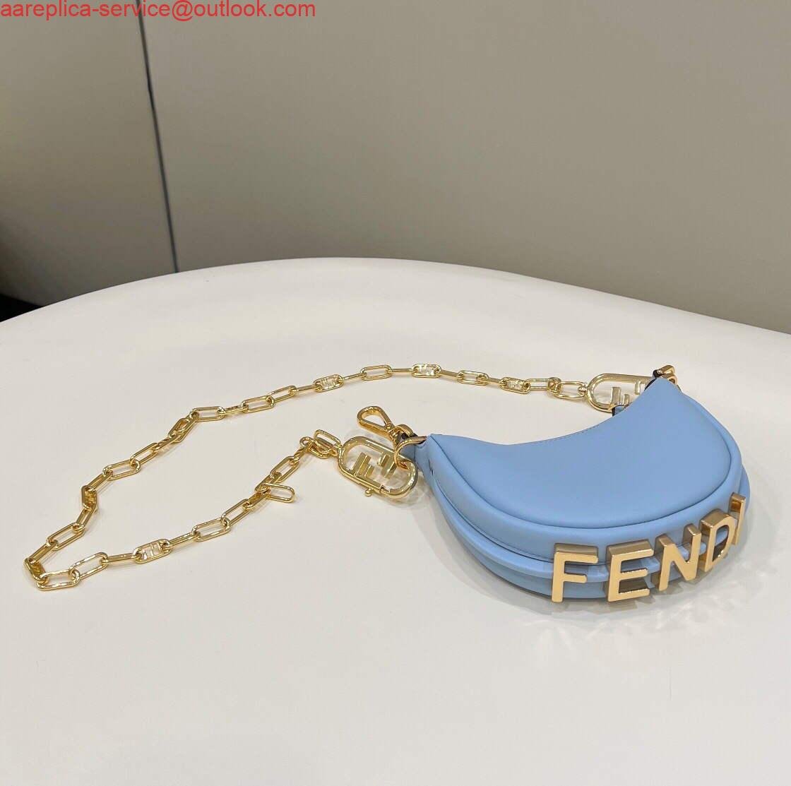 Replica Fendi 7AS089 Nano Fendigraphy Light blue leather Charm 80056S