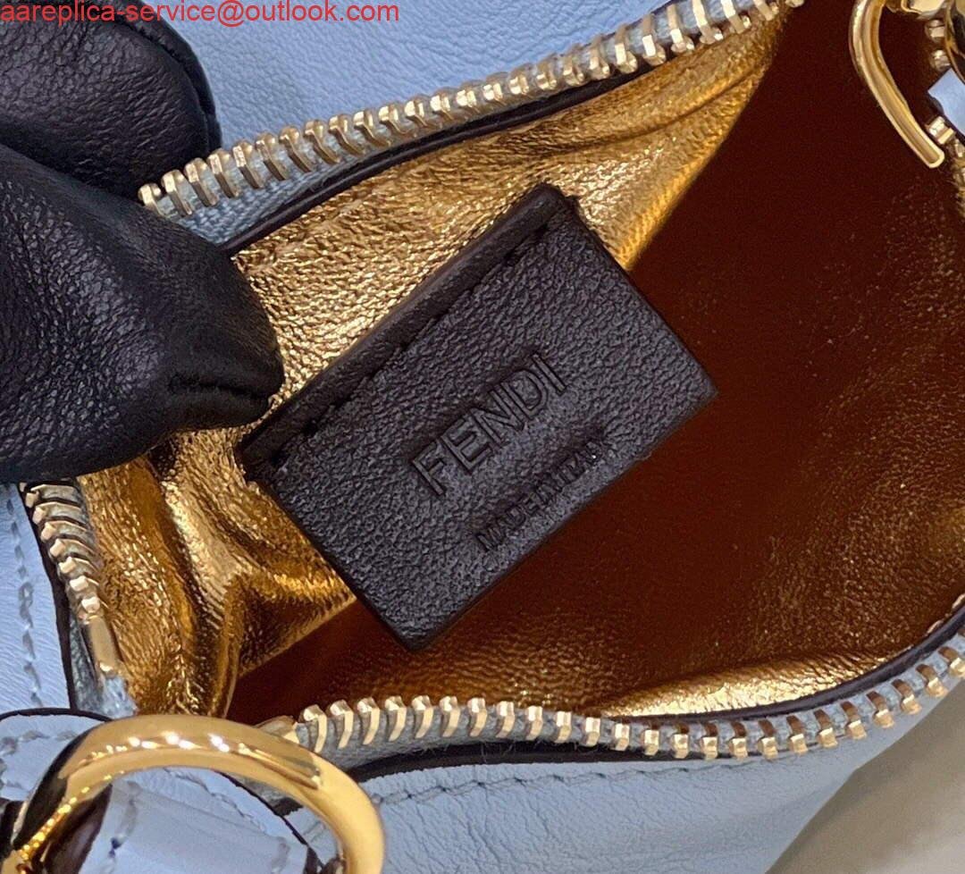 Replica Fendi 7AS089 Nano Fendigraphy Light blue leather Charm 80056S