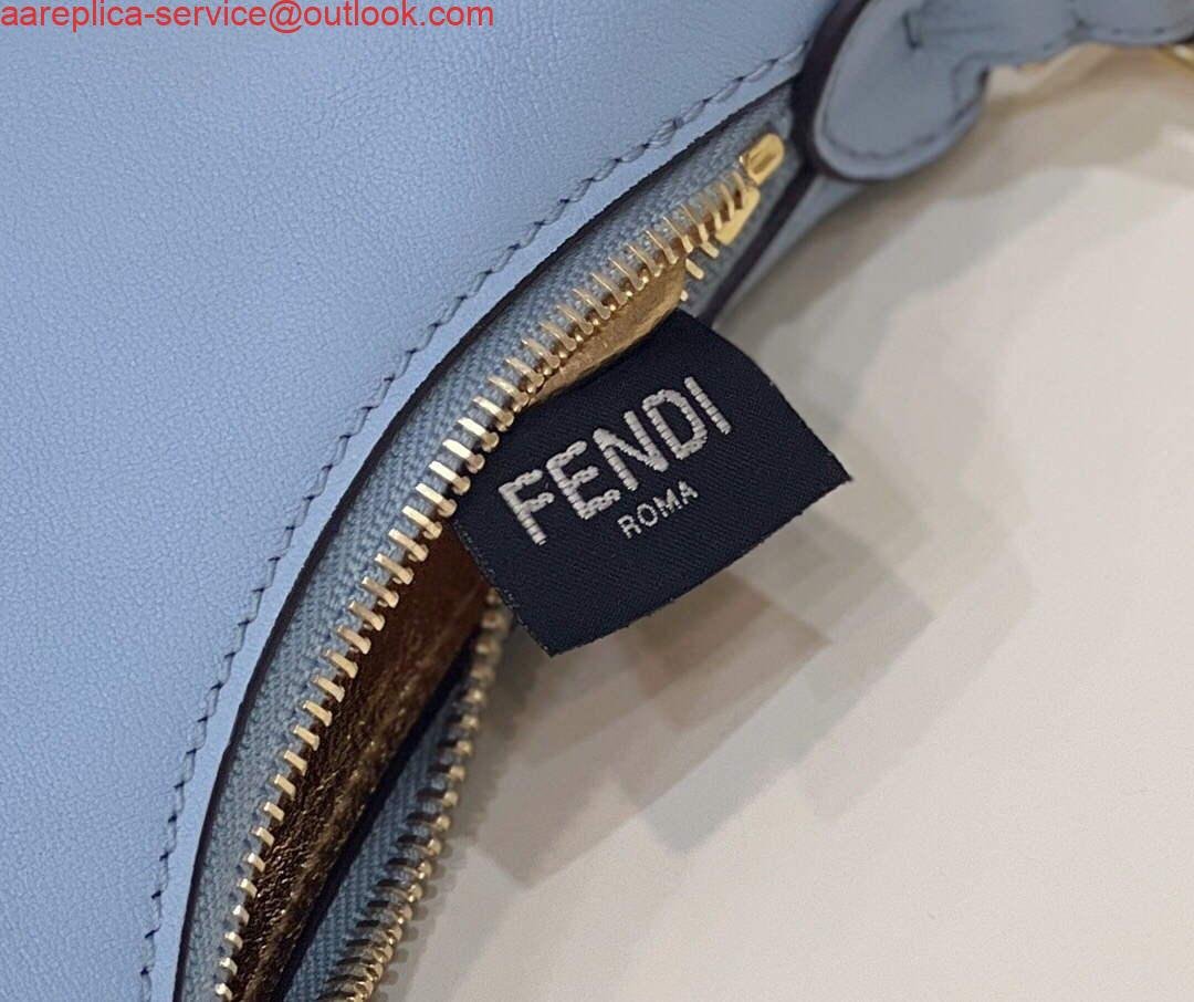 Replica Fendi 7AS089 Nano Fendigraphy Light blue leather Charm 80056S