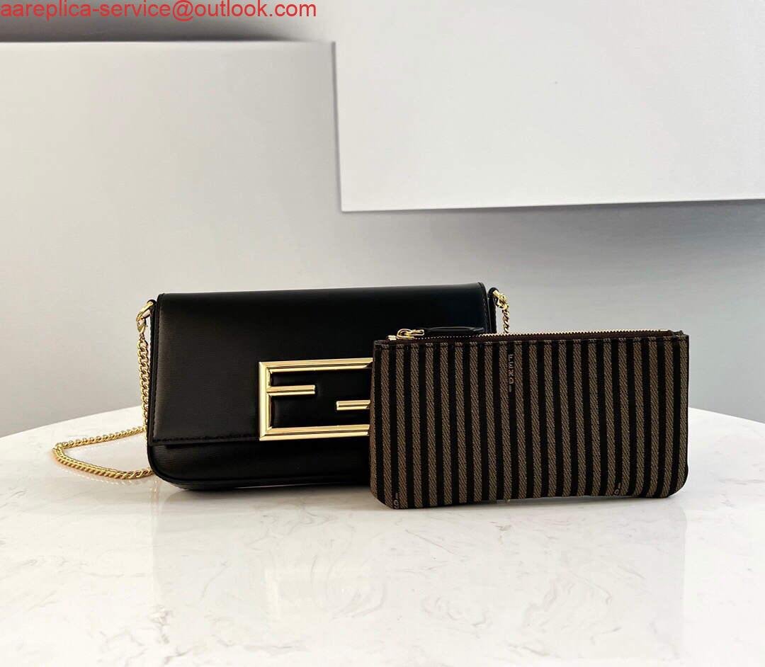 654da896a3837.jpg Replica Fendi 8521 Baguette Chain Midi Shoulder Bag Black