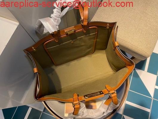 Replica Fendi 8BH374 FENDI PEEKABOO X-TOTE Green Canvas Bag Brown
