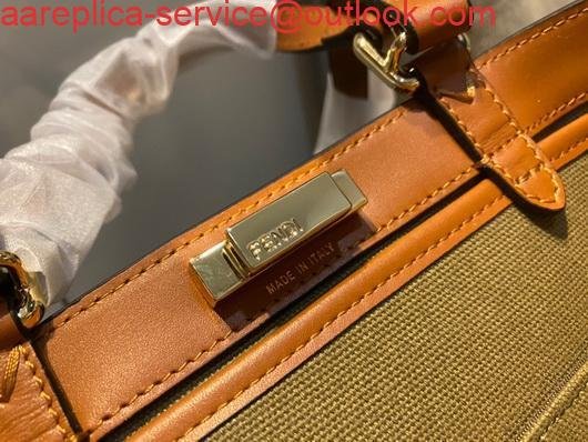 Replica Fendi 8BH374 FENDI PEEKABOO X-TOTE Green Canvas Bag Brown