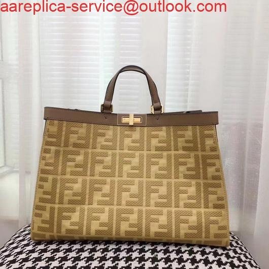 654dab16aa9f3.jpg Replica Fendi 8BH374 FENDI PEEKABOO X-TOTE Apricot Canvas Bag