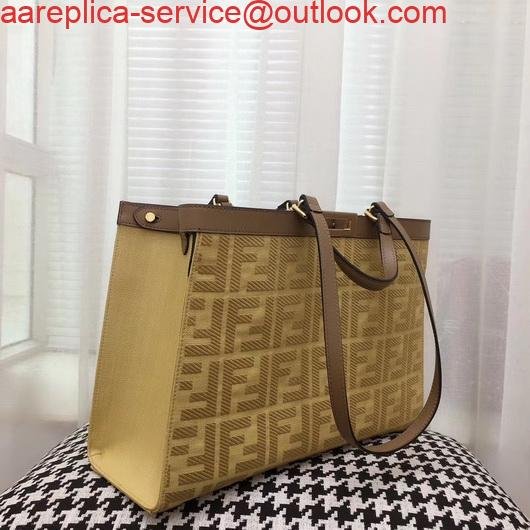 654dab18e3335.jpg Replica Fendi 8BH374 FENDI PEEKABOO X-TOTE Apricot Canvas Bag