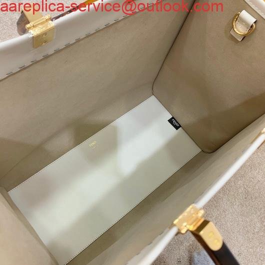 Replica Fendi 8BH372 FENDI Large Sunshine Shopper Bag White Leather