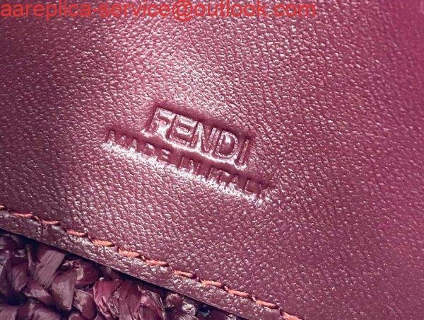 Replica Fendi 7AR844 Nano Baguette Charm Wine Red Raffia Charm