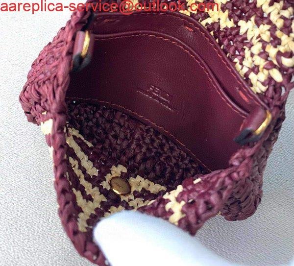 Replica Fendi 7AR844 Nano Baguette Charm Wine Red Raffia Charm