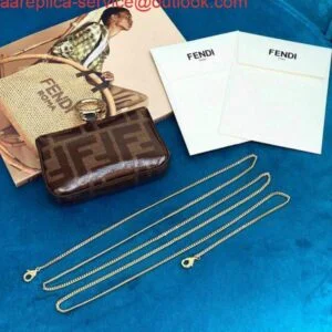 Replica Fendi 7AR844 Nano Baguette Charm Brown Nappa Leather