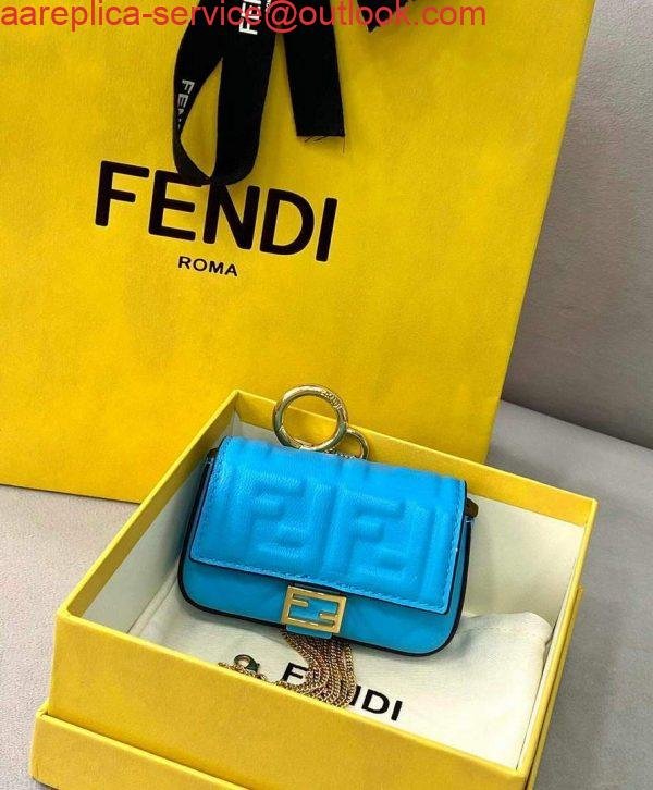 Replica Fendi 7AR844 Nano Baguette Charm Blue Nappa Leather