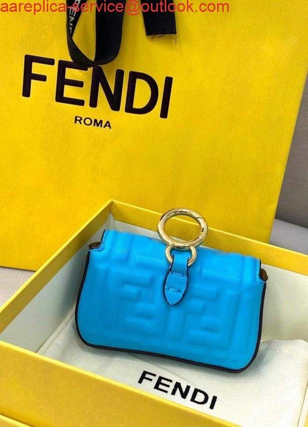 Replica Fendi 7AR844 Nano Baguette Charm Blue Nappa Leather