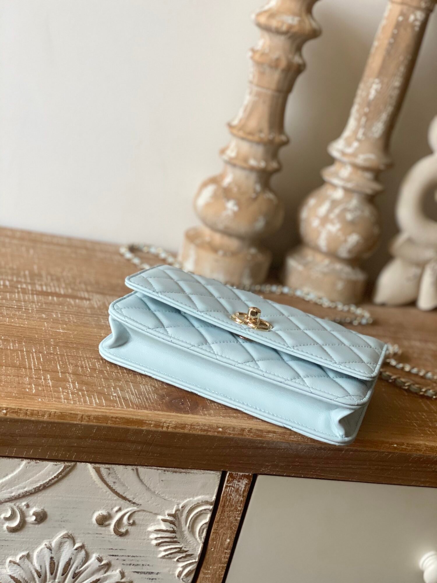 Replica 1:1 Mirror Chanel Wallet On Copy Chain Cloud Blue Ap1450