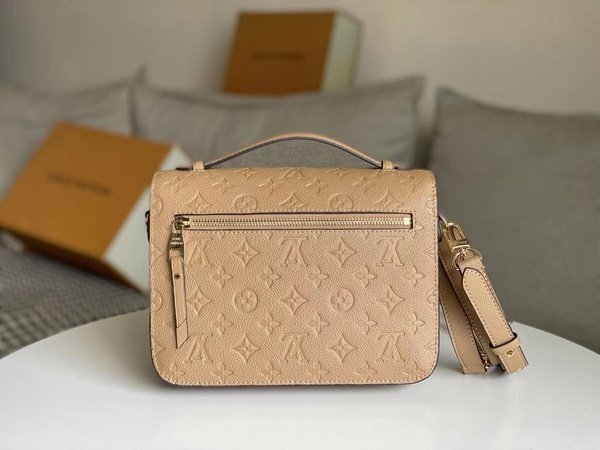 Replica Louis Vuitton Pochette Metis Monogram Empreinte Cream M44738