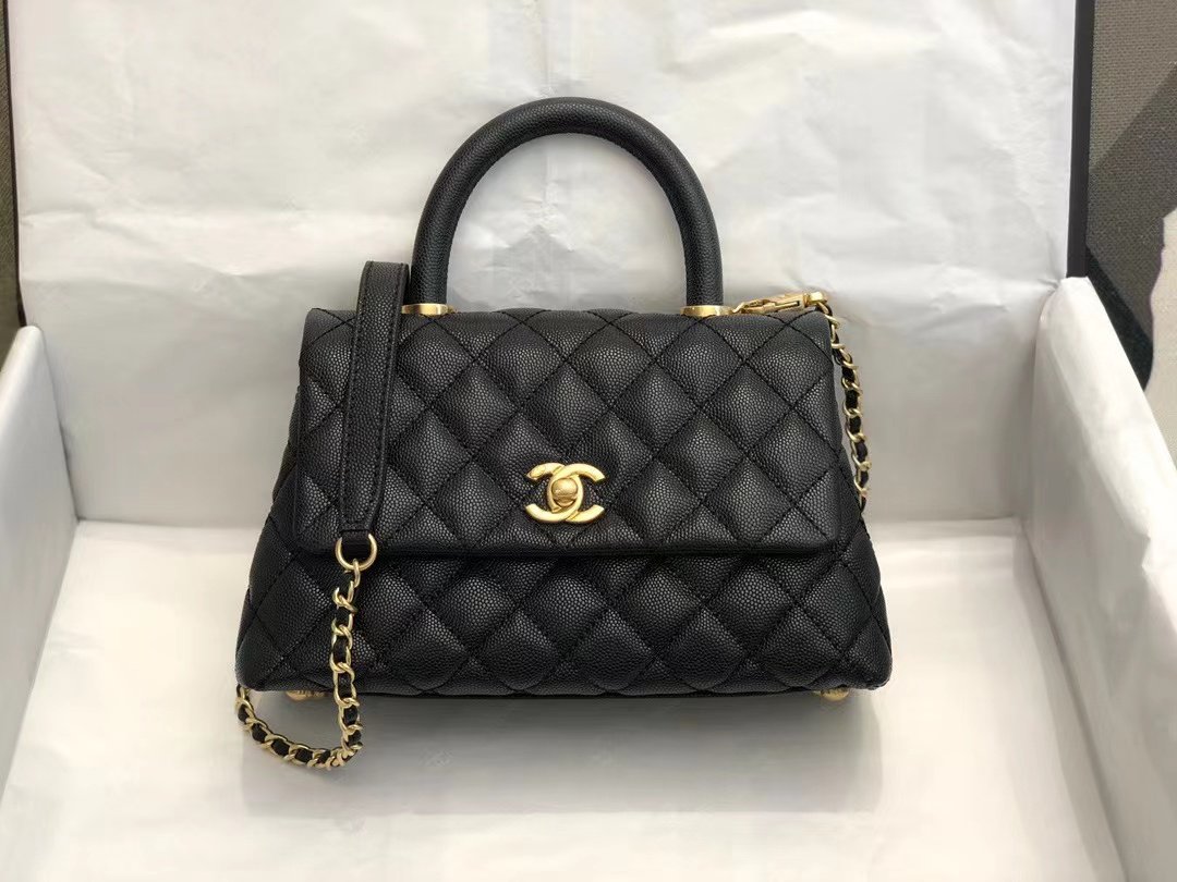 UK Replica Chanel Inspired Coco Handle Black 24*14*10Cm A92990
