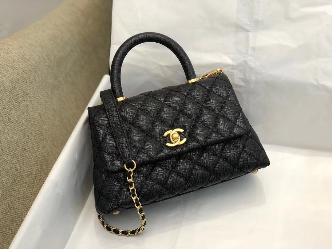 UK Replica Chanel Inspired Coco Handle Black 24*14*10Cm A92990