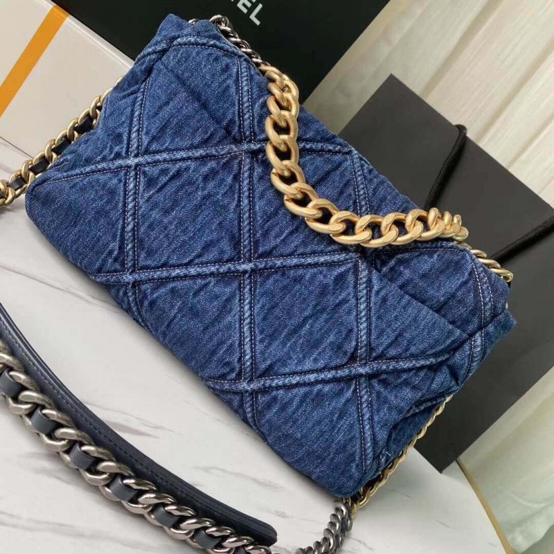 Top Quality Replica Chanel 19 Large High Flap Bag As1161 Denim