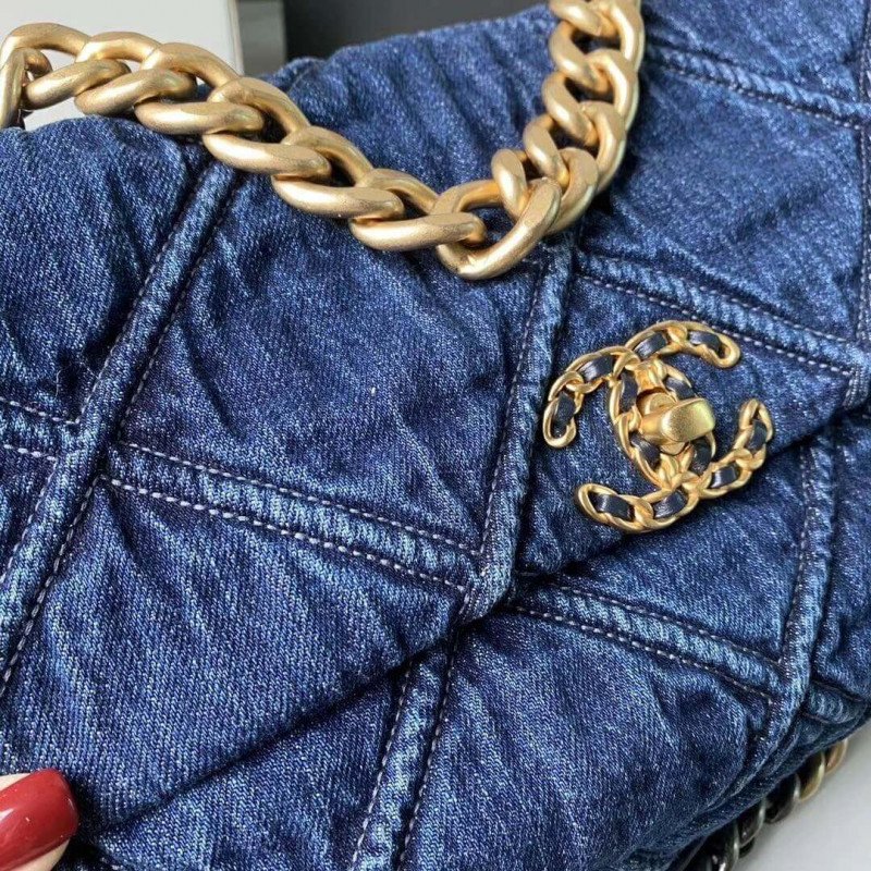 Top Quality Replica Chanel 19 Large High Flap Bag As1161 Denim