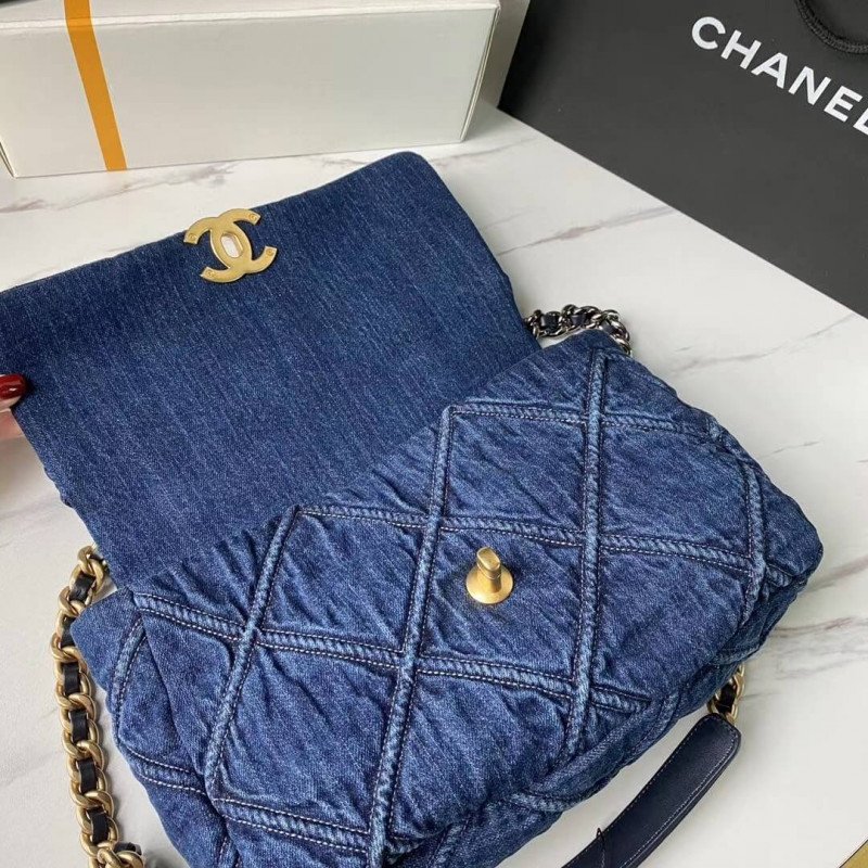Top Quality Replica Chanel 19 Large High Flap Bag As1161 Denim
