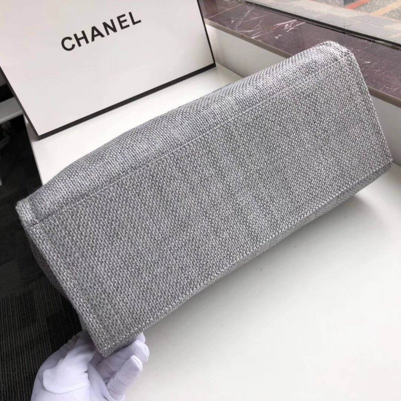 Replica Chanel Deauville Tote  38Cm Canvas Bag Luxury A66941 Ash Grey