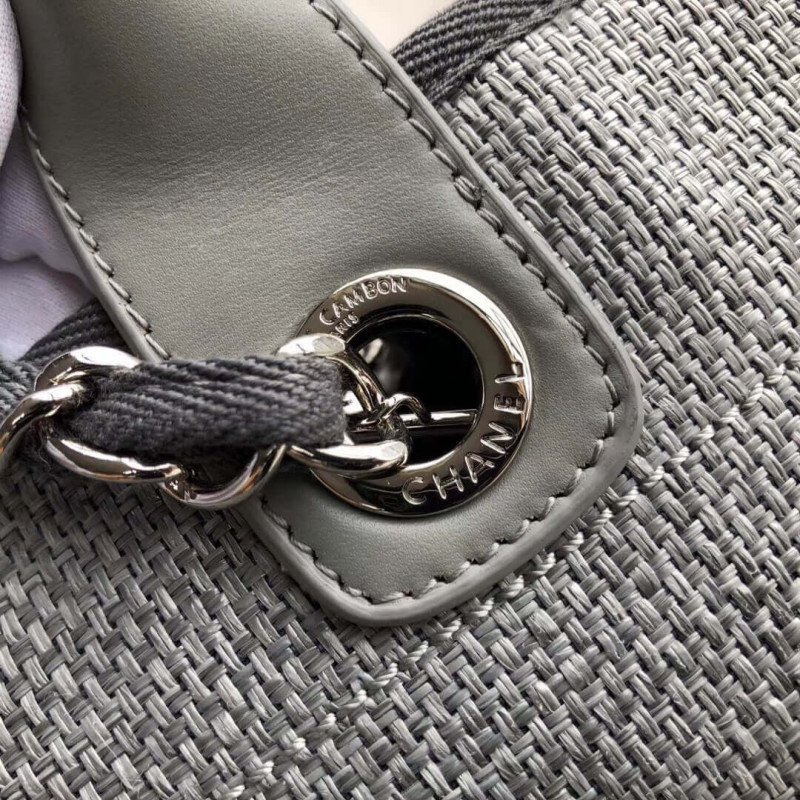 Replica Chanel Deauville Tote  38Cm Canvas Bag Luxury A66941 Ash Grey