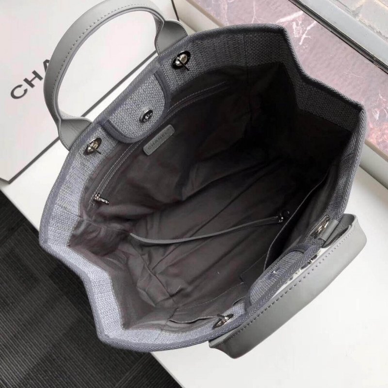 Replica Chanel Deauville Tote  38Cm Canvas Bag Luxury A66941 Ash Grey