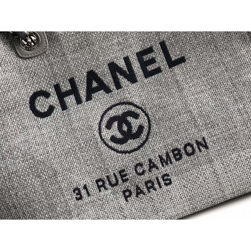 Replica Chanel Deauville Tote  38Cm Canvas Bag Luxury A66941 Ash Grey