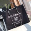 Luxury Replica Chanel Deauville Tote 38Cm Canvas Fashion Bag A66941 Black/White