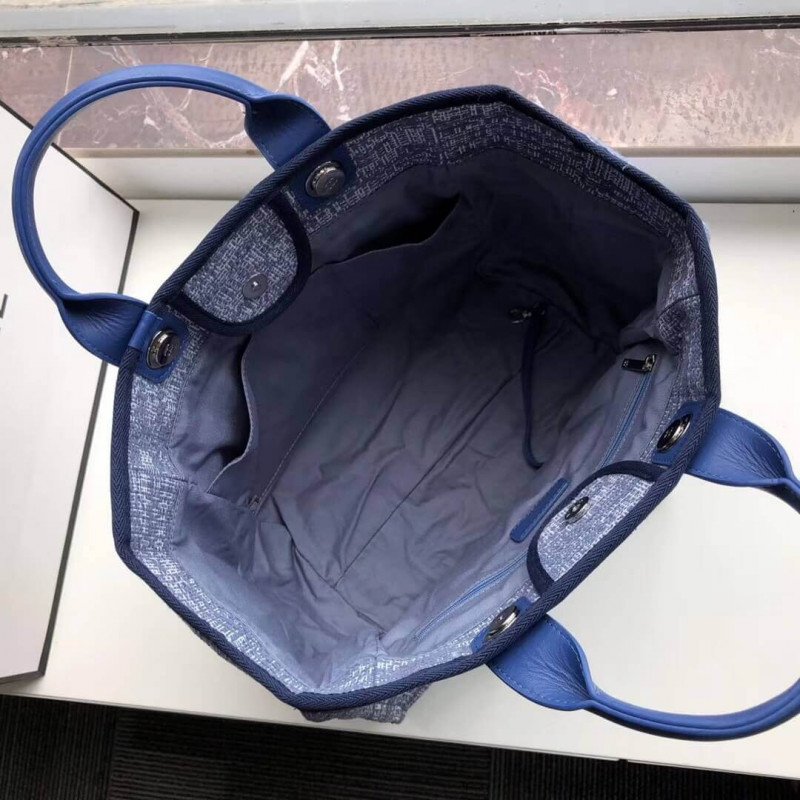 Replica Chanel Deauville Tote Best 38Cm Canvas 1:1 Mirror Bag A66941 Blue Jacquard