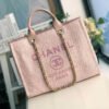 Replica Chanel Deauville Top Quality  Tote 38Cm Canvas Bag A66941 Poudre Pink