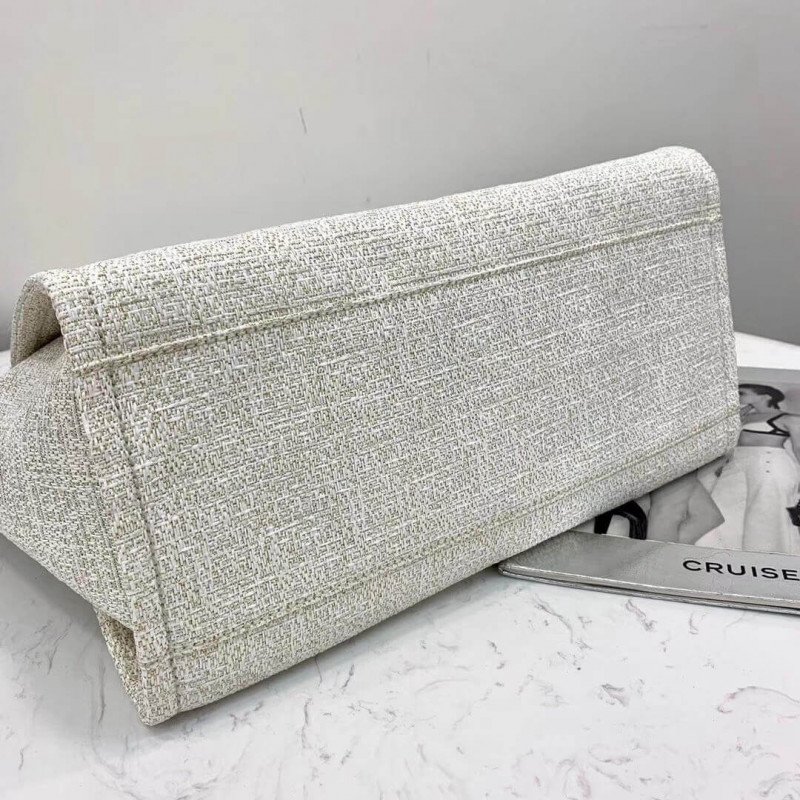 Replica Chanel Deauville Tote 38Cm Copy Canvas Bag Replicas A66941 White/Gold