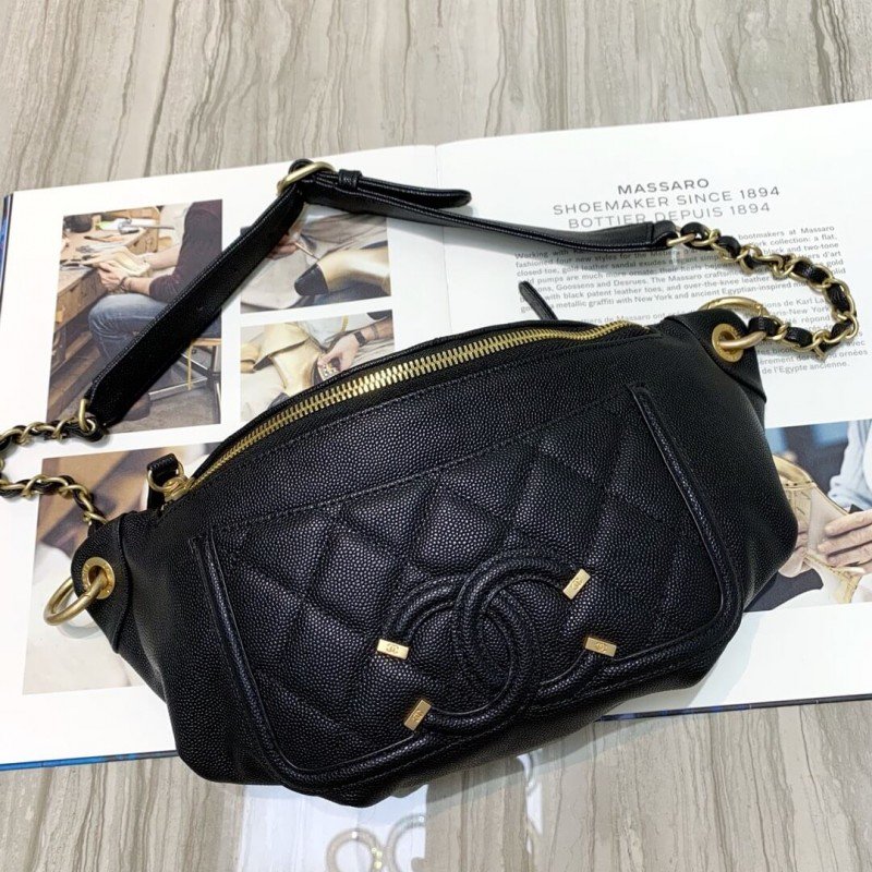 Replica Chanel Quilted Caviar 1:1 Mirror Clafskin 7 Star Waist Bag S0929