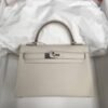 Replica Hermes Kelly Bag Hermes 19CM Epsom Shoulder Mini Bag Beige Silver buckle 20457