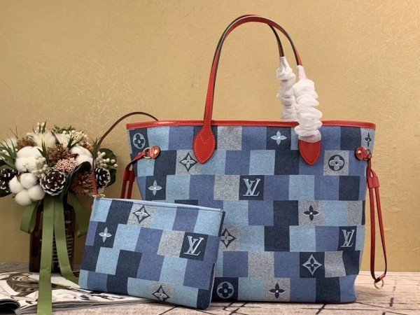 Replica Louis Vuitton Neverfull MM Bag Monogram Denim M44981 BLV480