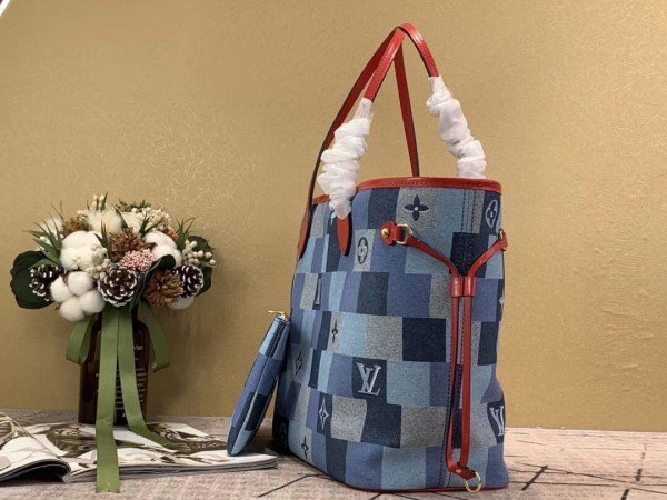 Replica Louis Vuitton Neverfull MM Bag Monogram Denim M44981 BLV480