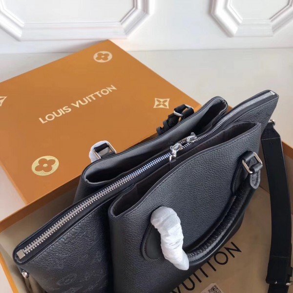 Replica Louis Vuitton Black Haumea Bag Mahina Leather M55029 BLV273