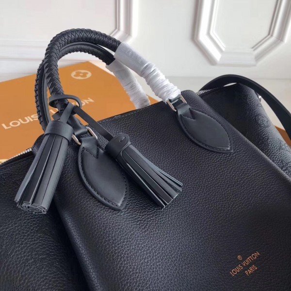 Replica Louis Vuitton Black Haumea Bag Mahina Leather M55029 BLV273
