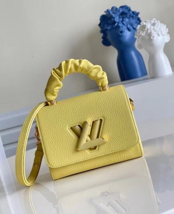 Replica Louis Vuitton Twist PM Bag In Yellow Taurillon Leather M58571 BLV713