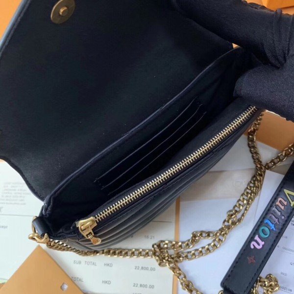Replica Louis Vuitton Black New Wave Chain Pochette M63929 BLV623