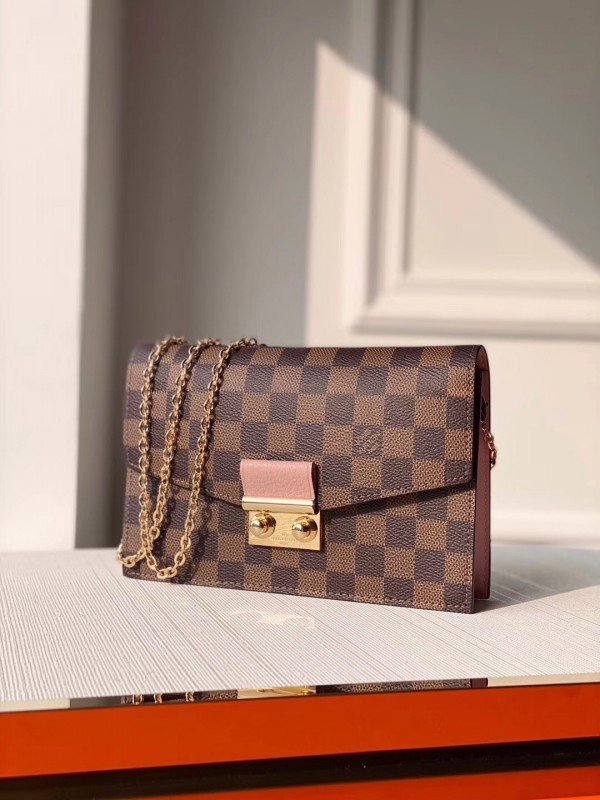 Replica Louis Vuitton Croisette Chain Wallet Damier Ebene N60287 BLV093