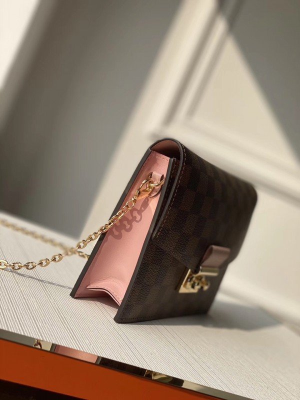 Replica Louis Vuitton Croisette Chain Wallet Damier Ebene N60287 BLV093