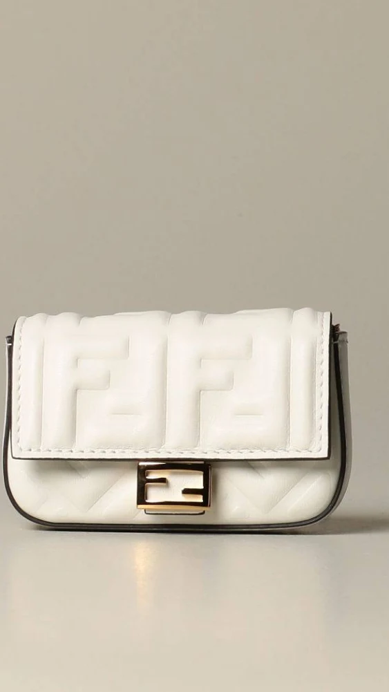 Replica Fendi 7AR844 Nano Baguette Charm White Nappa Leather