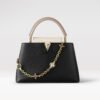Replica Louis Vuitton Capucines MM LV Bag Black / Galet Gray / Pearly Cream